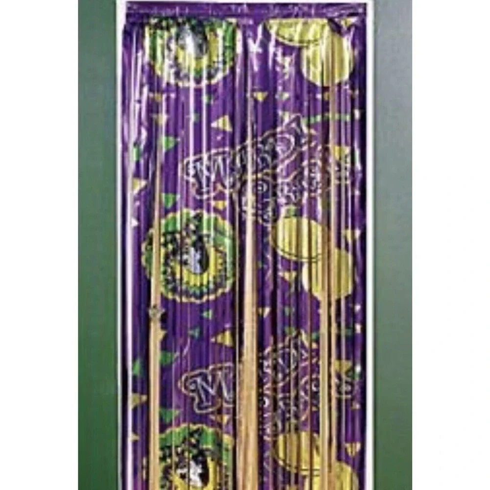 3ft Wide x 8ft‎ Tall Foil Mardi Gras Printed Door Curtain Foil Party Decor